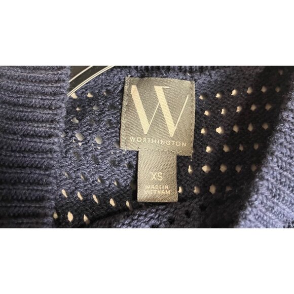 NWT-Worthington Womens Sleeveless Midi Sweater Dress Navy XS side slit slip - Picture 5 of 15
